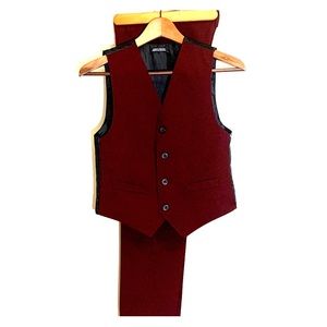 Boys Size 10 Suit Pants and Vest Burgundy Red